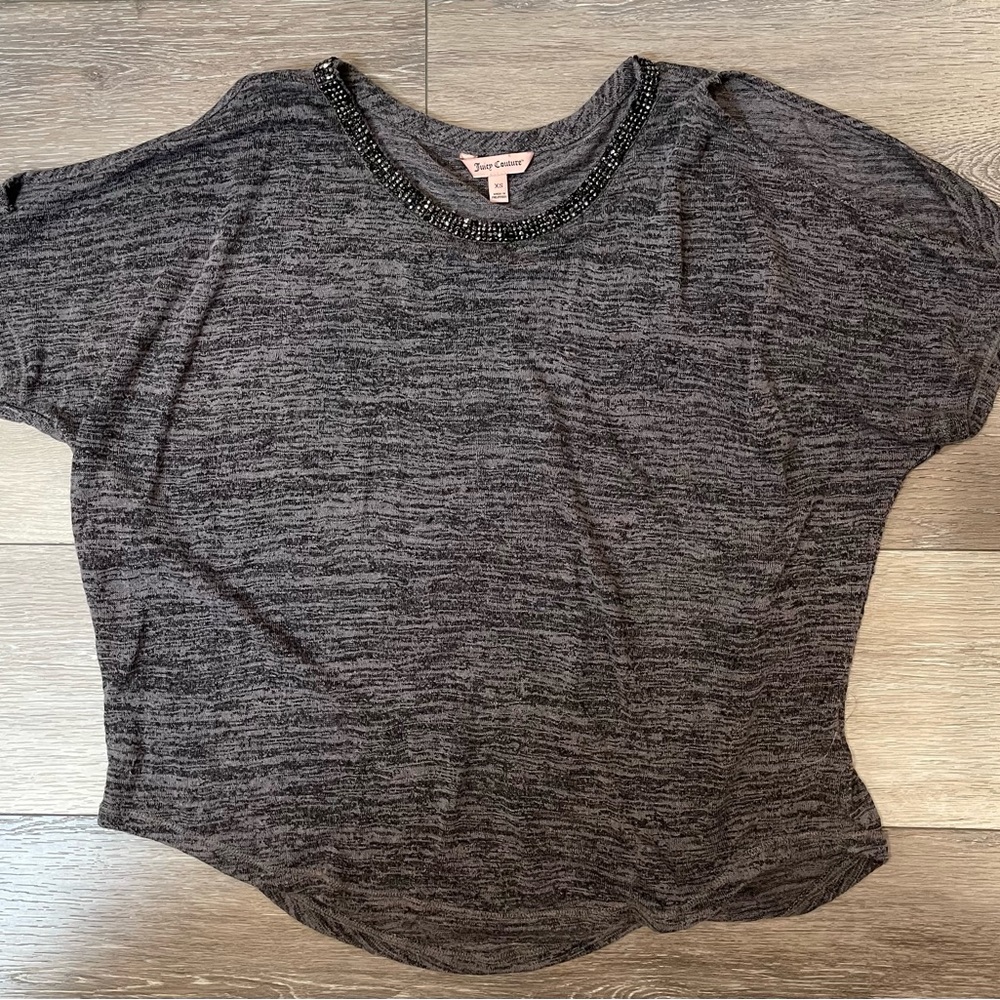 Juicy Couture Cold Shoulder Blouse With Slarkly Trim, Size XS